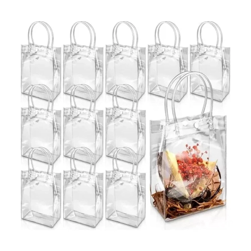 PACK 20 BOLSAS REGALO ASA REUTILIZABLE 20X20X8 CM TRANSPARENTE - 2