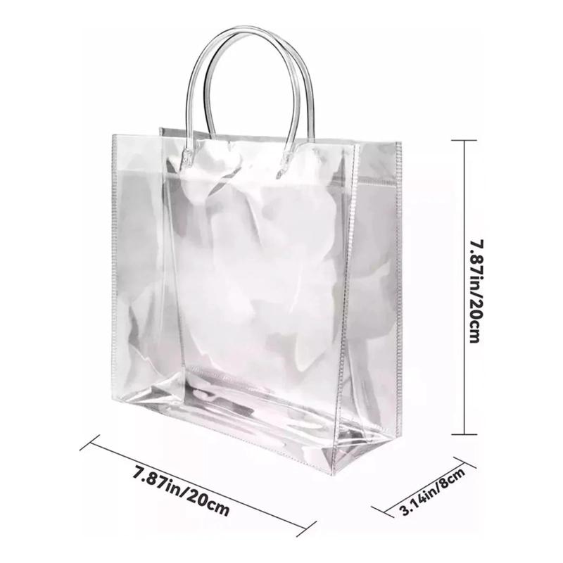 PACK 20 BOLSAS REGALO ASA REUTILIZABLE 20X20X8 CM TRANSPARENTE - 3