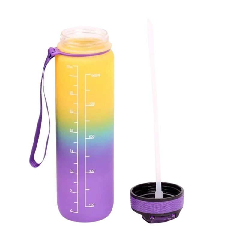 BOTELLA AGUA PORTATIL RECORDATORIO ESCALA TIEMPO 1 LT AMARILLO - 2