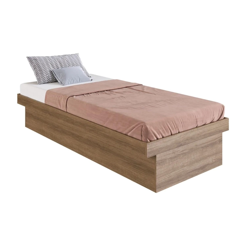 CAMA BOXET BAUL ALMACENAMIENTO 1 PLAZA 192X92X36 CM CAFE - 1