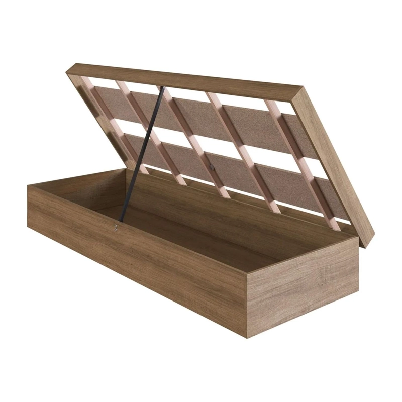 CAMA BOXET BAUL ALMACENAMIENTO 1 PLAZA 192X92X36 CM CAFE - 2