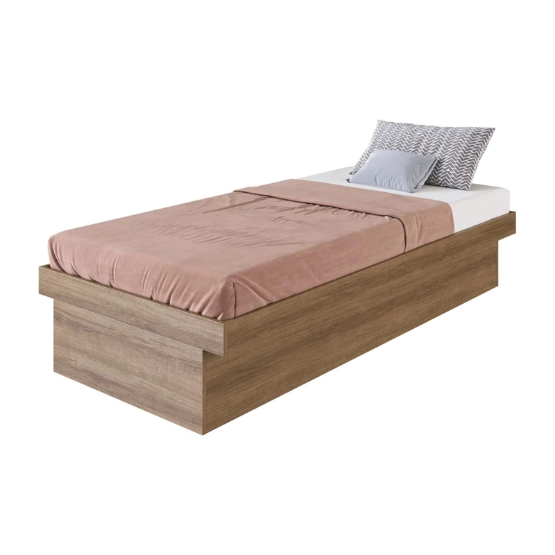 CAMA BOXET BAUL ALMACENAMIENTO 1 PLAZA 192X92X36 CM CAFE - 3