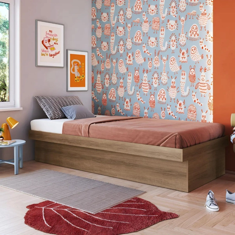 CAMA BOXET BAUL ALMACENAMIENTO 1 PLAZA 192X92X36 CM CAFE - 4