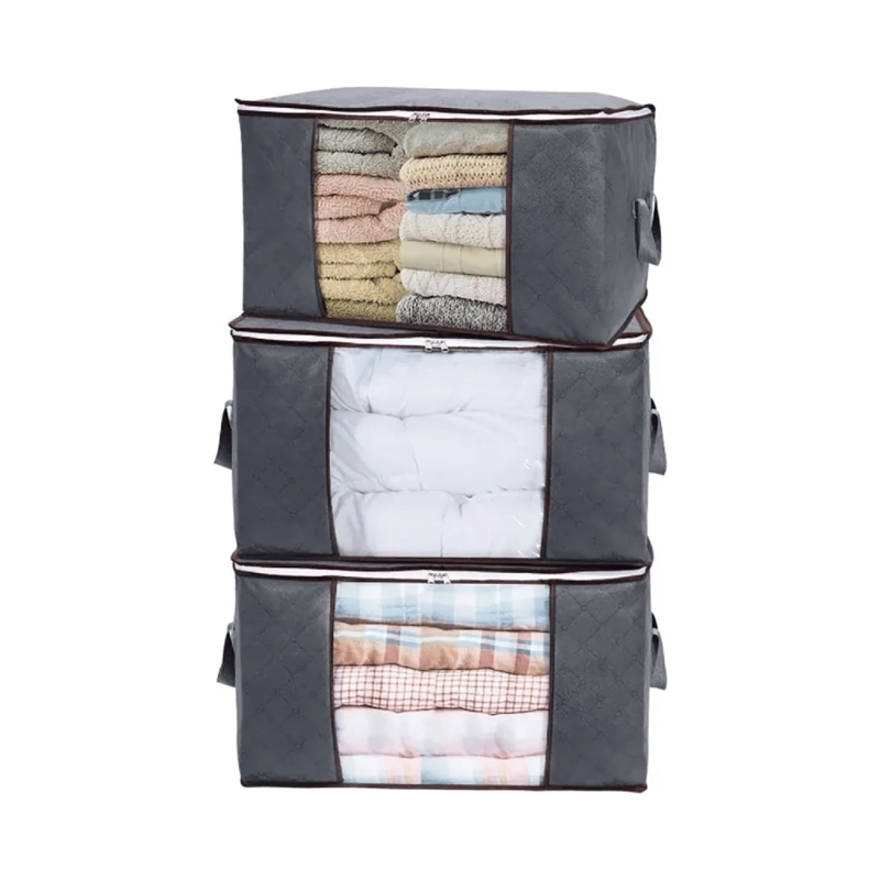 PACK 3 BOLSAS ORGANIZADOR ROPA 60X40X40 CM GRIS - 1