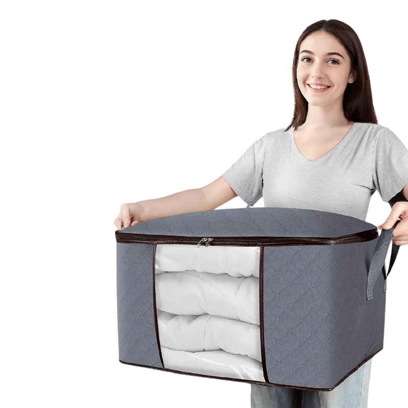 PACK 3 BOLSAS ORGANIZADOR ROPA 60X40X40 CM GRIS - 3