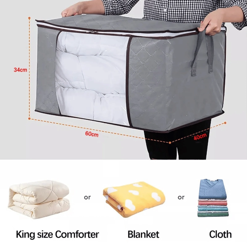 PACK 3 BOLSAS ORGANIZADOR ROPA 60X40X40 CM GRIS - 5
