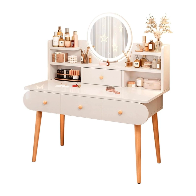 MUEBLE ORGANIZADOR MAQUILLAJE ESPEJO LUZ 4 CAJONES - 1