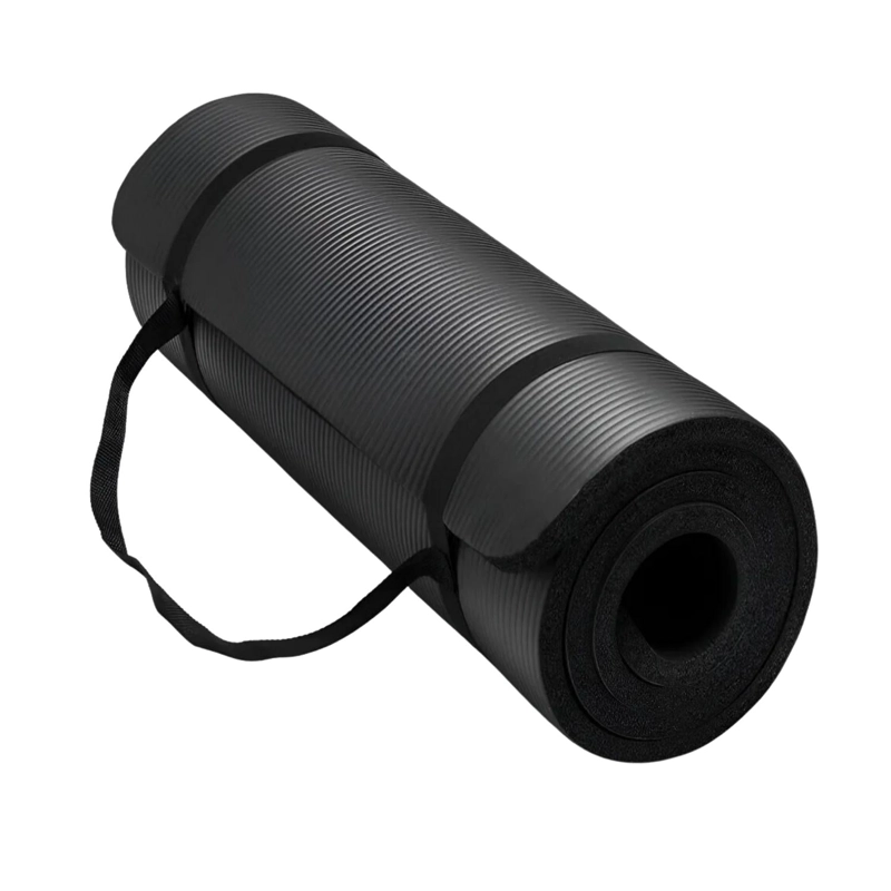 MAT ALFOMBRILLA YOGA PILATES EJERCICIO CORREA BOLSO 15 MM NEGRO - 2