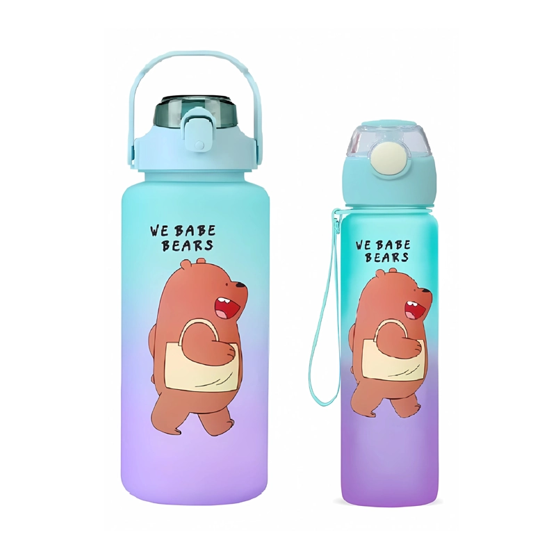 PACK 2 BOTELLAS AGUA MOTIVACIONAL OSOS 2 LT 900 ML VERDE/MORADO - 1