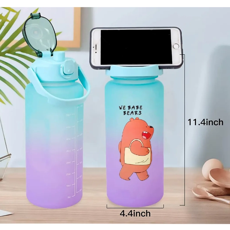 PACK 2 BOTELLAS AGUA MOTIVACIONAL OSOS 2 LT 900 ML VERDE/MORADO - 4