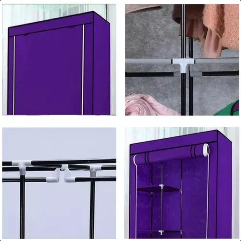 CLOSET ROPERO ORGANIZADOR ARMABLE 105X45X175 CM MORADO - 4