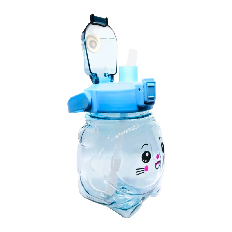 BOTELLA AGUA ANTIDERRAME KAWAII STICKER CORREA 1000 ML CELESTE - 3