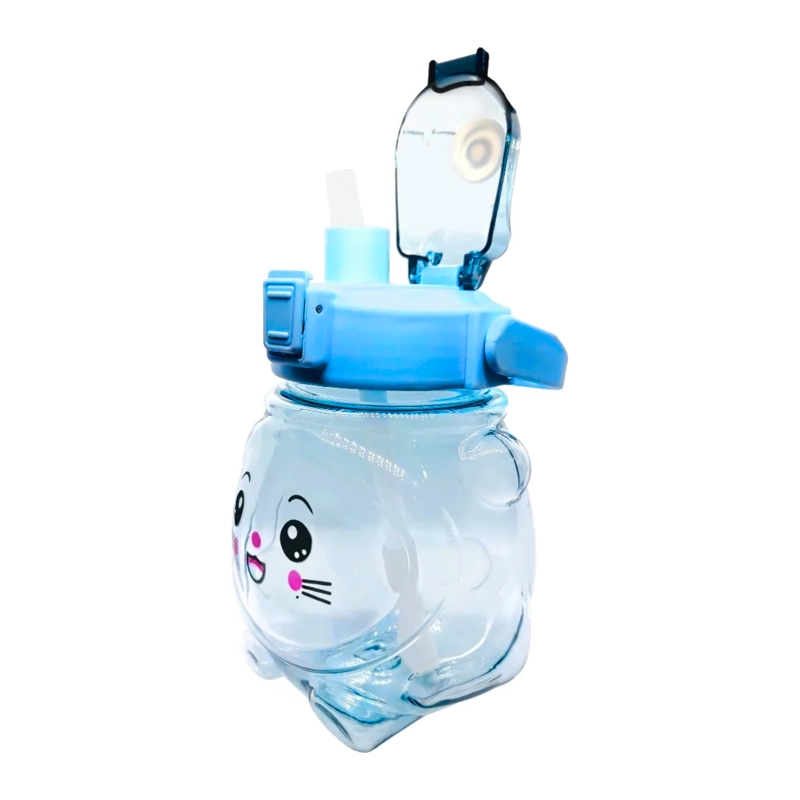 BOTELLA AGUA ANTIDERRAME KAWAII STICKER CORREA 1000 ML CELESTE - 4