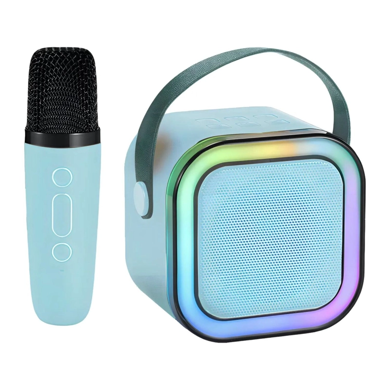 MINI PARLANTE KARAOKE MICROFONO PORTATIL RECARGABLE 6 WATT AZUL - 1