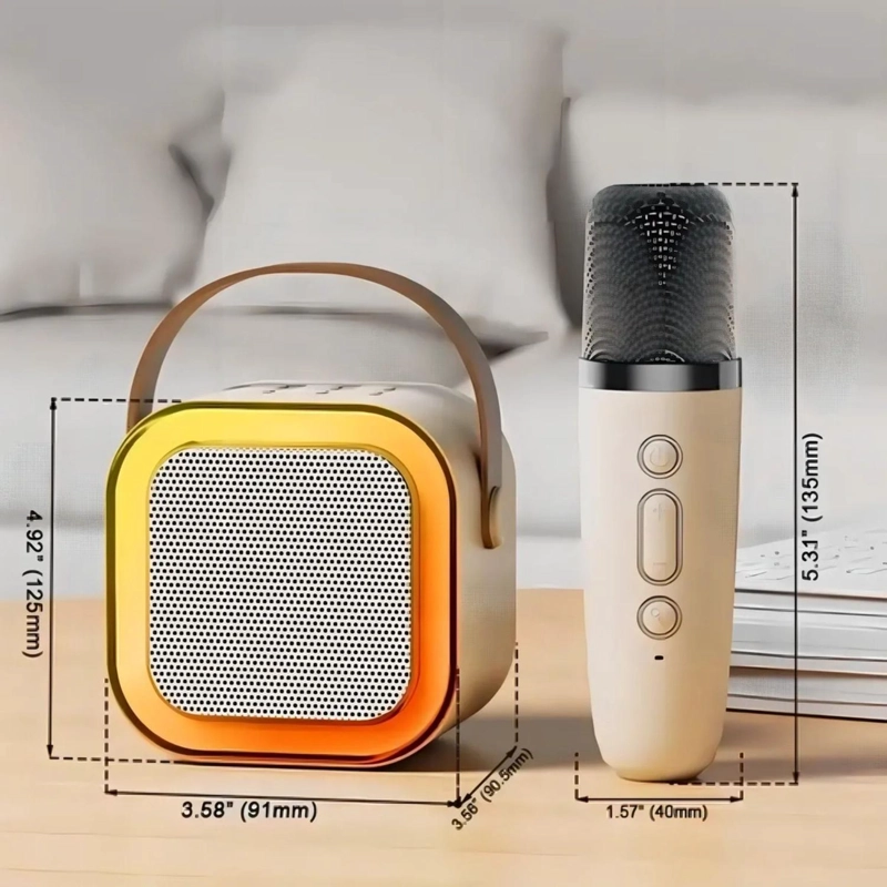 MINI PARLANTE KARAOKE MICROFONO PORTATIL RECARGABLE 6 WATT AZUL - 4