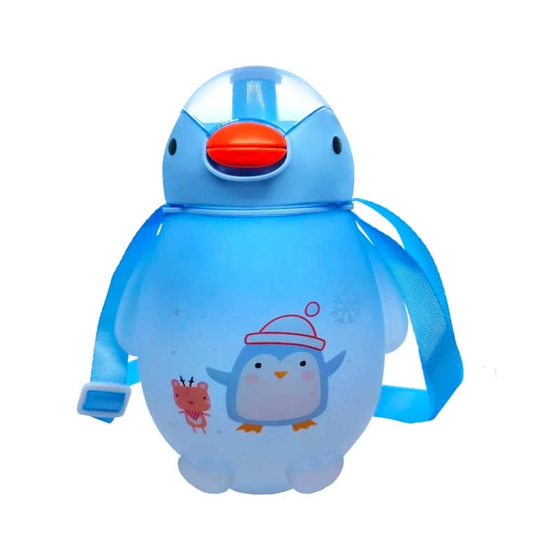 BOTELLA PINGUINO KAWAII STICKERS CORREA 1500 ML AZUL - 1