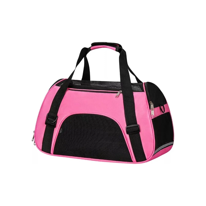 BOLSO TRANSPORTADOR RESPIRABLE MASCOTAS ROSA 47X23X30 CM - 1