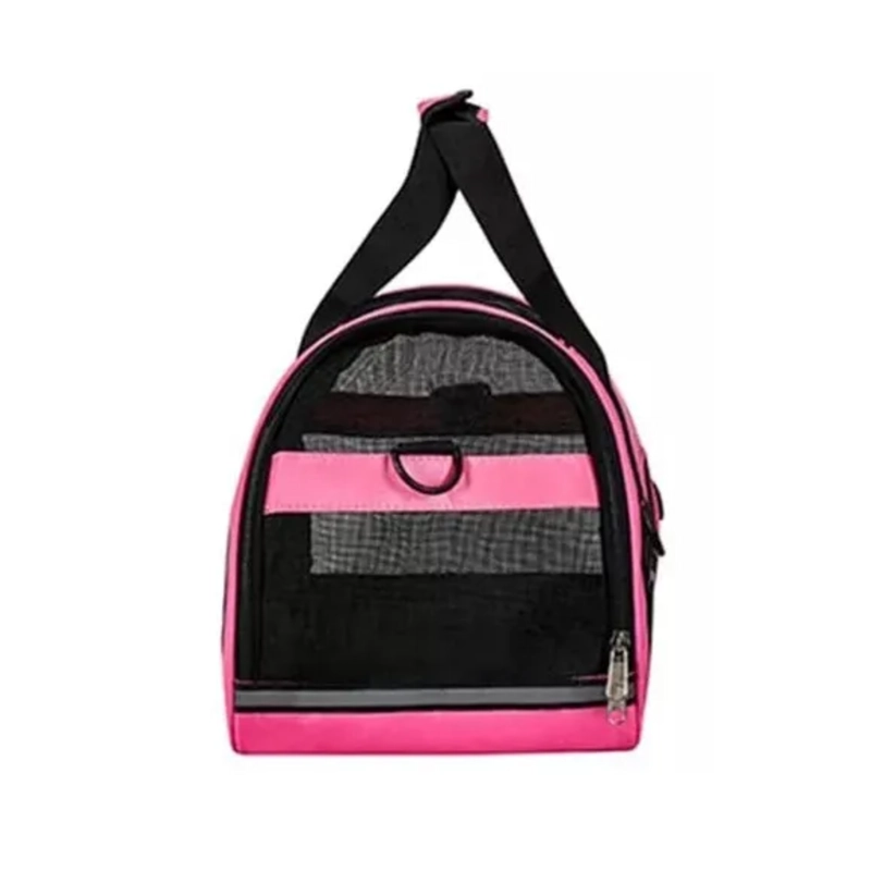 BOLSO TRANSPORTADOR RESPIRABLE MASCOTAS ROSA 47X23X30 CM - 2