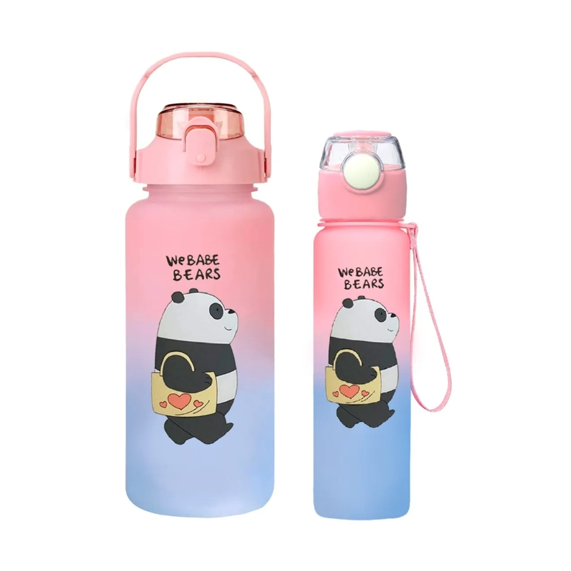 PACK 2 BOTELLAS AGUA MOTIVACIONAL OSOS 2 LT 900 ML ROSA/CELESTE - 1