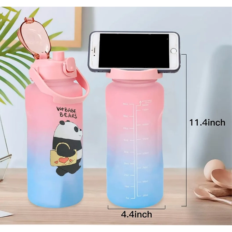PACK 2 BOTELLAS AGUA MOTIVACIONAL OSOS 2 LT 900 ML ROSA/CELESTE - 4