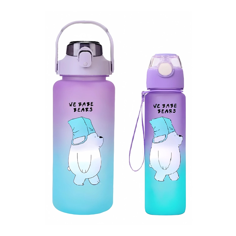 PACK 2 BOTELLAS AGUA MOTIVACIONAL OSOS 2 LT 900 ML MORADO/TURQUESA - 1