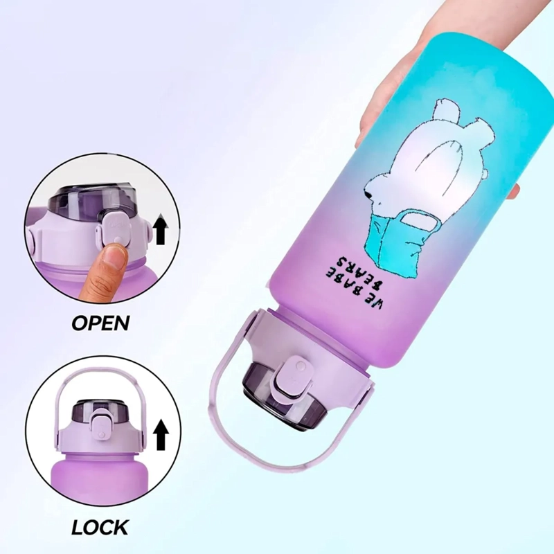 PACK 2 BOTELLAS AGUA MOTIVACIONAL OSOS 2 LT 900 ML MORADO/TURQUESA - 3