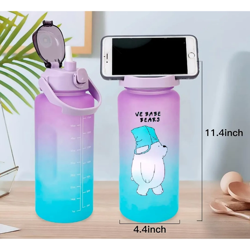 PACK 2 BOTELLAS AGUA MOTIVACIONAL OSOS 2 LT 900 ML MORADO/TURQUESA - 4