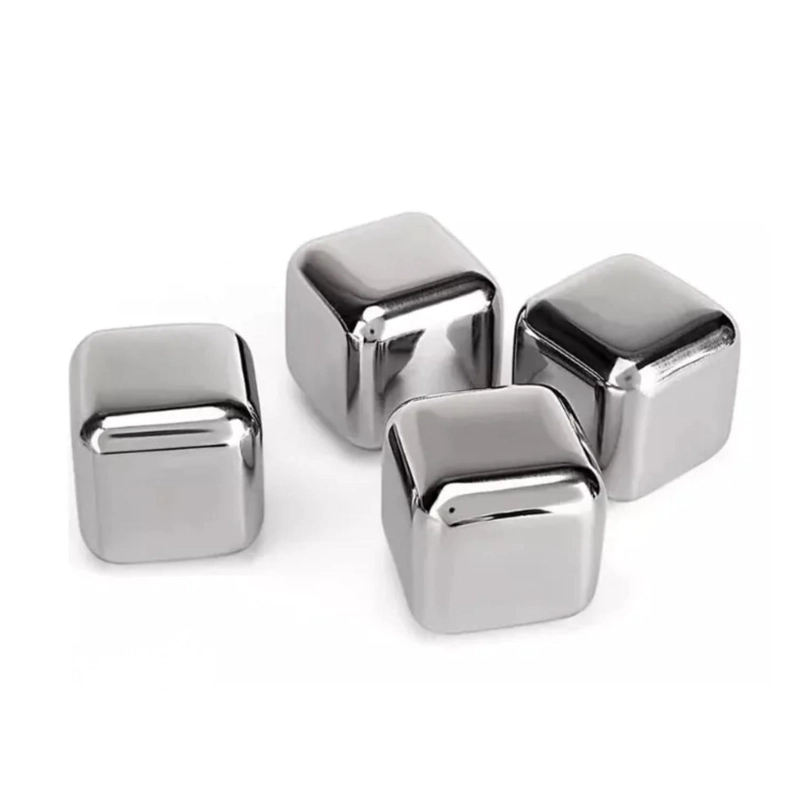 PACK 4 UNIDADES CUBOS HIELO ACERO INOXIDABLE REUTILIZABLES GRIS - 1