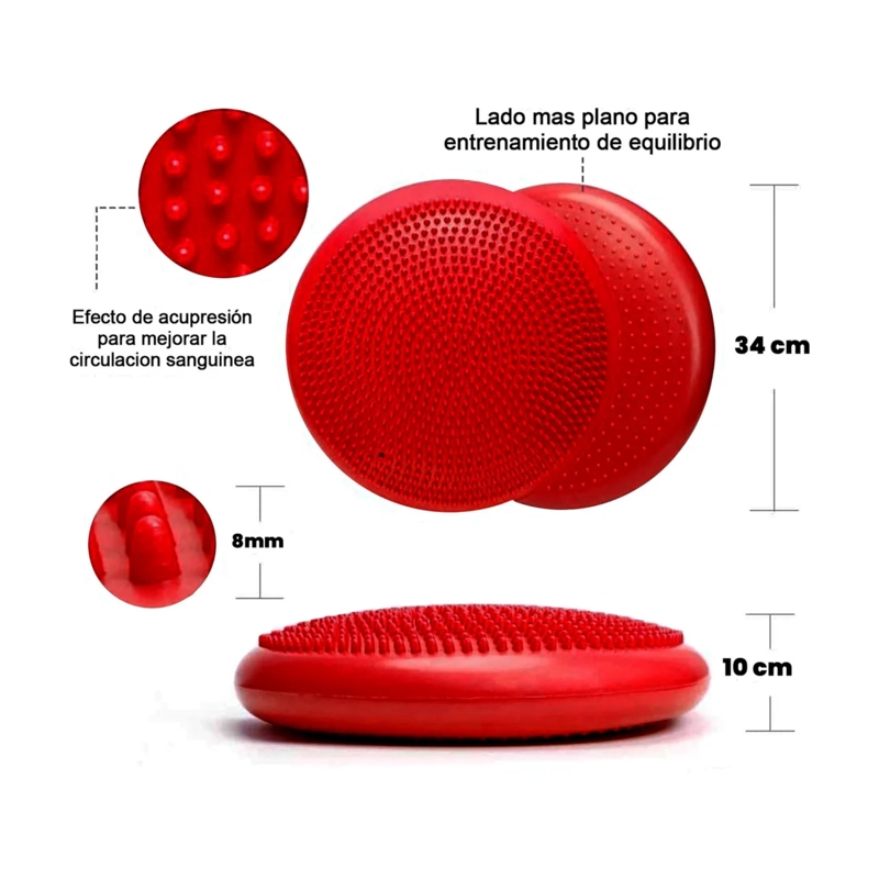 COJIN SENSORIAL PROPIOCEPTIVO BALON YOGA PILATES ROJO - 2