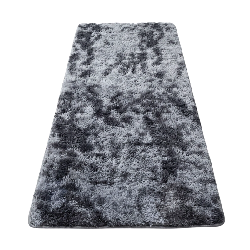 ALFOMBRA BAJADA CAMA PELUDA SUPER SUAVE PLOMO OSCURO - 1