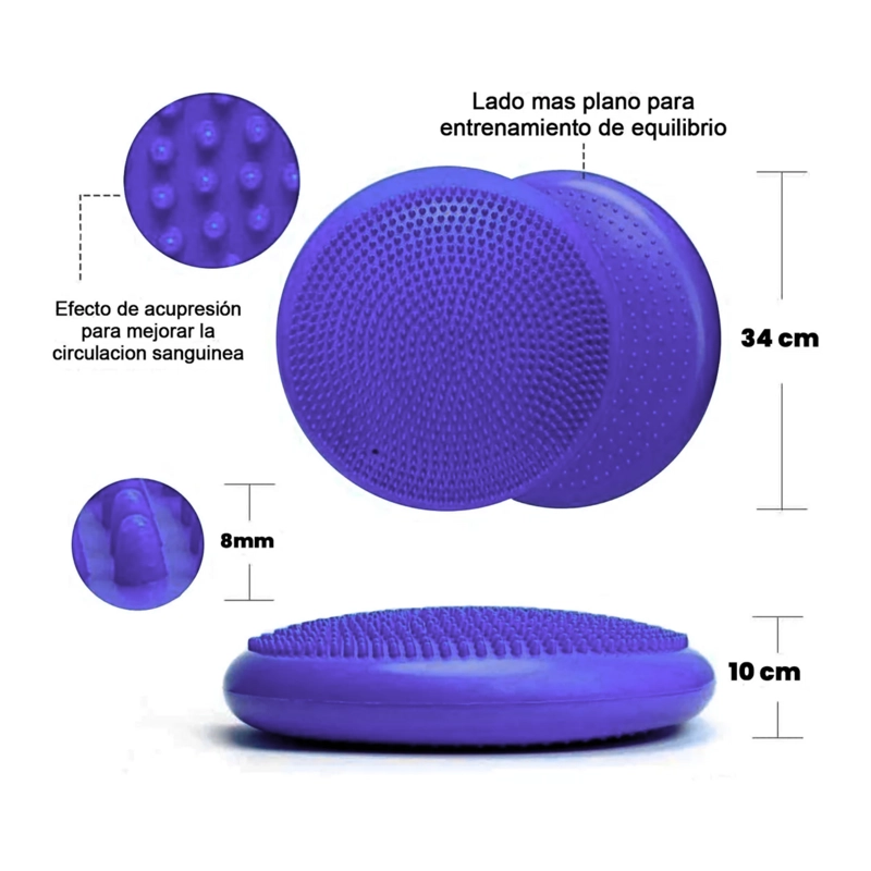 COJIN SENSORIAL PROPIOCEPTIVO BALON YOGA PILATES MORADO - 2