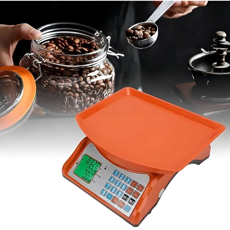 BASCULA PESA BALANZA DIGITAL RECARGABLE 40KG NARANJA - 5