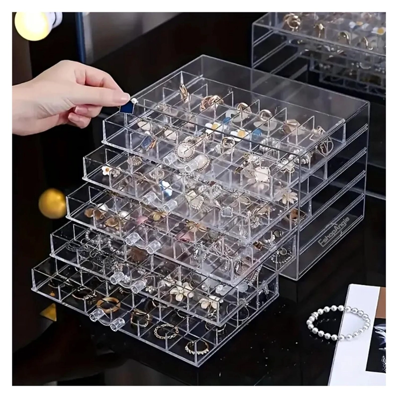 ORGANIZADOR JOYAS MULTIUSOS 5 NIVELES TRANSPARENTE - 5