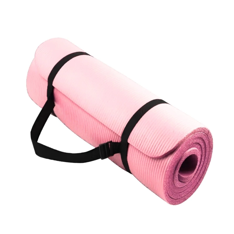 MAT ALFOMBRILLA YOGA PILATES EJERCICIO CORREA BOLSO 15 MM ROSA - 2
