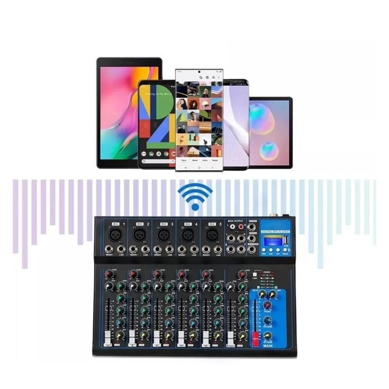 CONSOLA MEZCLADORA AUDIO PORTATIL 7 CANALES 220 WATT - 4