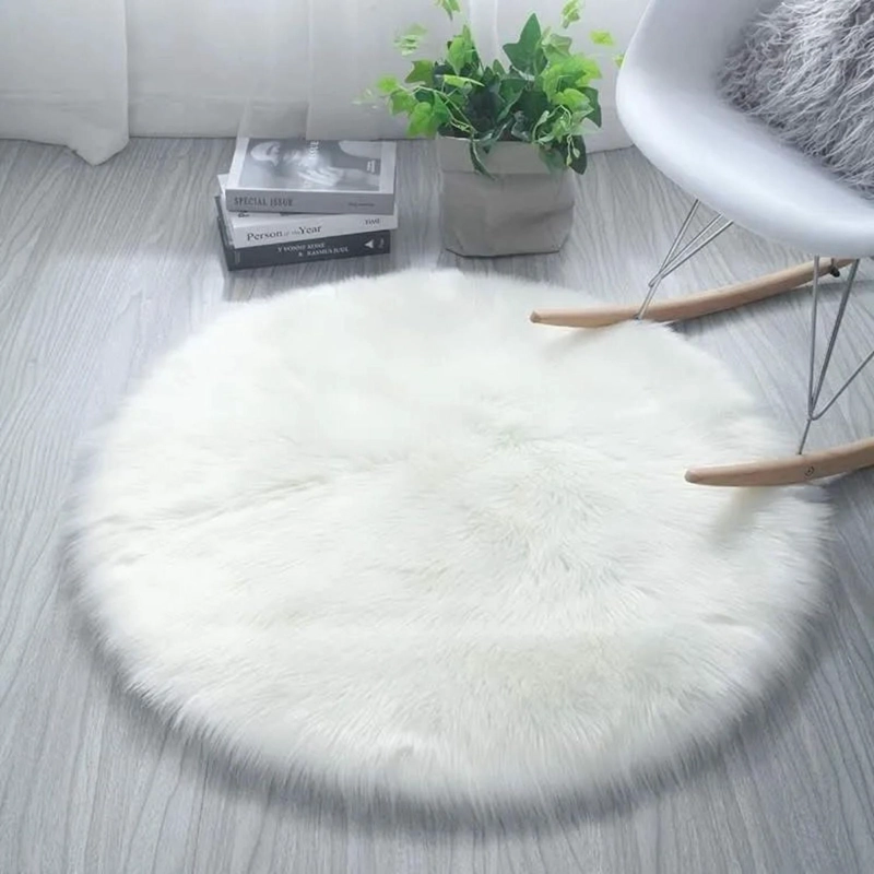 ALFOMBRA PELUDA SUPER SUAVE REDONDA 120 CM BLANCO - 3