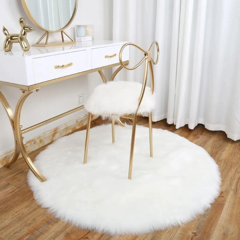 ALFOMBRA PELUDA SUPER SUAVE REDONDA 120 CM BLANCO - 4