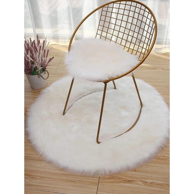 ALFOMBRA PELUDA SUPER SUAVE REDONDA 120 CM BLANCO - 5