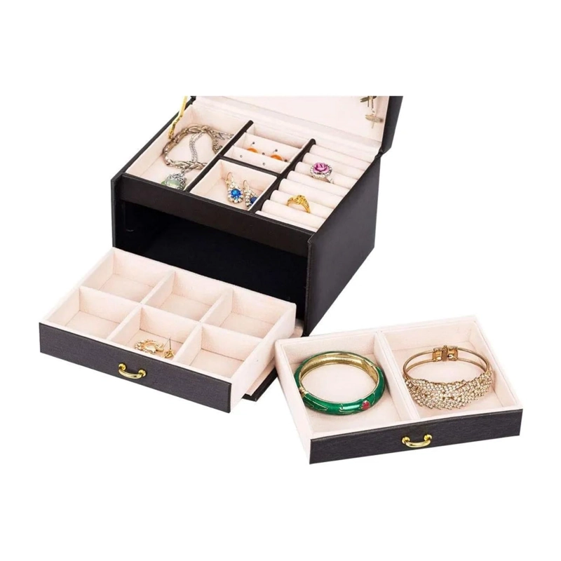 ORGANIZADOR JOYAS MULTIUSOS 3 NIVELES CAJON NEGRO - 3