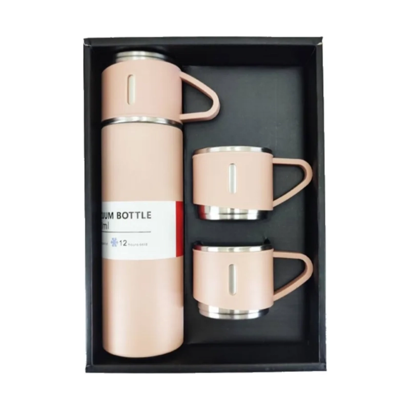 SET TE RMICO 3 TAZAS ACERO INOXIDABLE 500 ML ROSADO - 1
