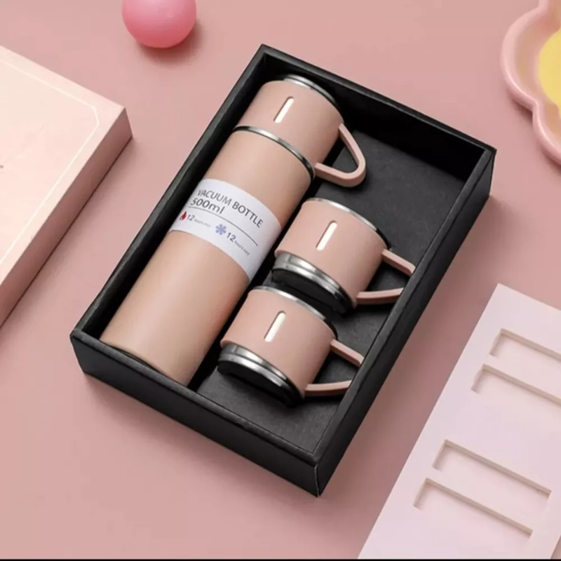 SET TE RMICO 3 TAZAS ACERO INOXIDABLE 500 ML ROSADO - 3