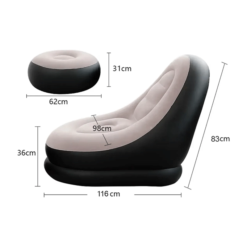 SOFA PUFF INFLABLE REPOSA PIES INFLADOR 1.16X98X83 CM GRIS - 2