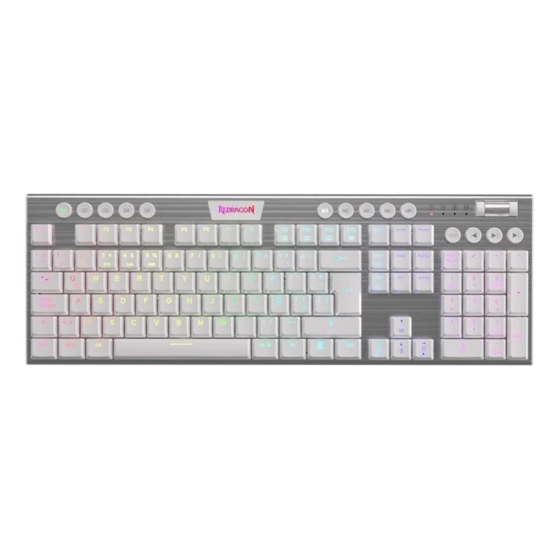 TECLADO MECANICO GAMER PROFESIONAL REDRAGON RGB WIRELESS 14.75X43.8X2.2 CM BLANCO - 1