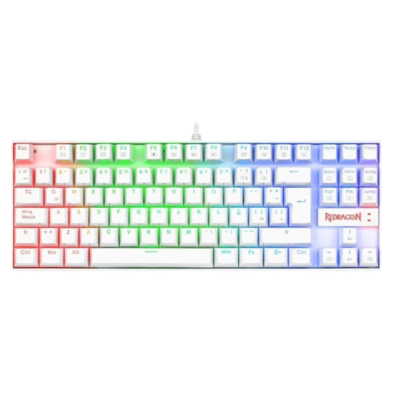 TECLADO MECANICO GAMER REDRAGON LED RGB KUMARA 4.3X37.5X15.5 CM BLANCO - 1