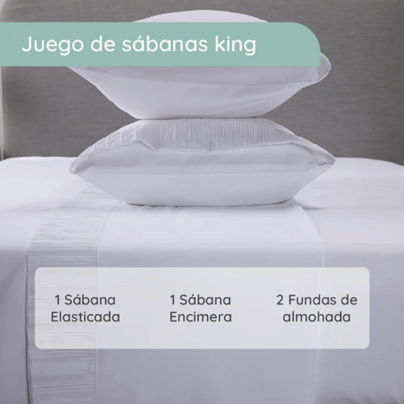 SABANAS COLCHON KING MICROFIBRA 300 HILOS BLANCO - 5