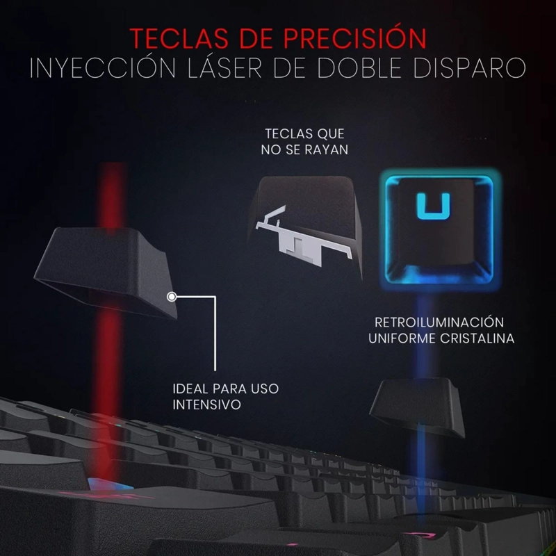 TECLADO MECANICO GAMER REDRAGON LED RGB KUMARA 4.3X37.5X15.5 CM NEGRO - 4