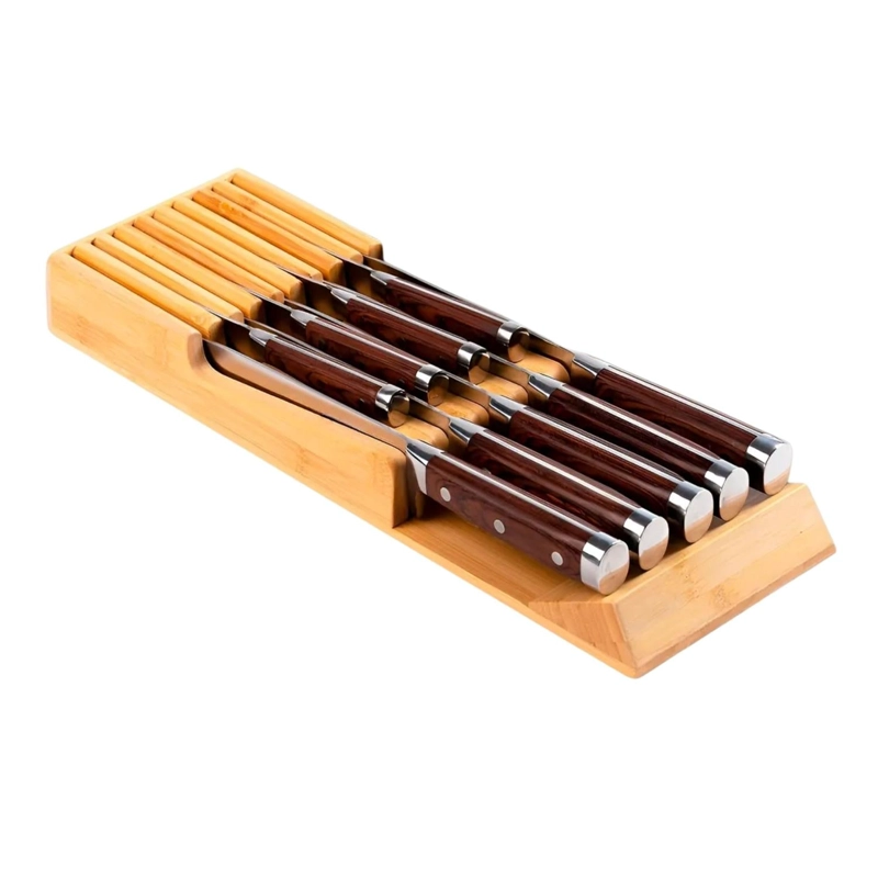 SOPORTE ORGANIZADOR 9 CUCHILLOS 5.8X13X40.3 CM BAMBU - 1