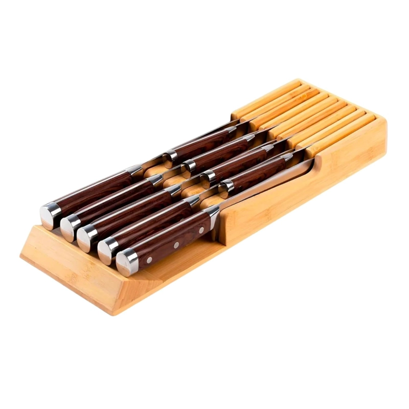 SOPORTE ORGANIZADOR 9 CUCHILLOS 5.8X13X40.3 CM BAMBU - 3