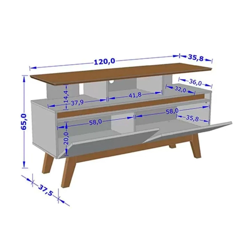RACK ESTANTE TV 50 2 PUERTAS 30X120X65 CM - 2