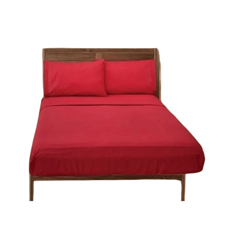 SABANAS 2 PLAZAS ELASTICADA 4 PIEZAS POLAR 144 HILOS ROJO - 1